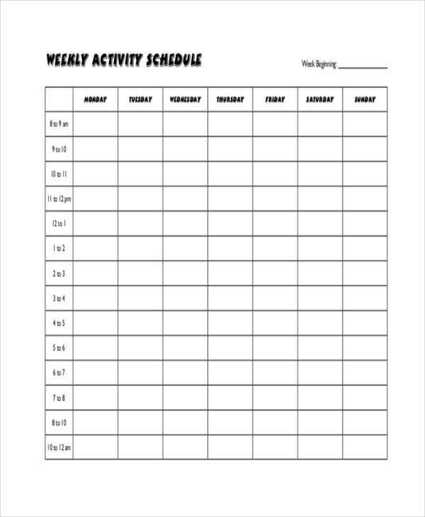 Blank Workout Schedule Template - 8+ Free Word, Pdf Format with regard to Blank Workout Schedule Template