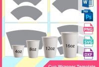 Bundle 4 Sizes Paper Cup Wrapper Template, Ice Cream Cup Wrapper, Psd, Png  And Svg, Microsoft Word Formats, 8.5X11" Sheet, Printable 338 with regard to Starbucks Create Your Own Tumbler Blank Template