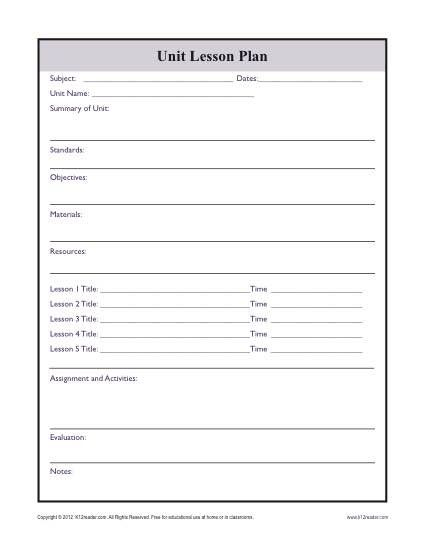 Complex Unit Lesson Plan Template | Weekly Lesson Plan in Blank Unit Lesson Plan Template