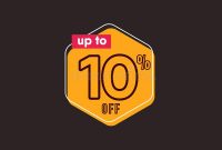 Discount Up To 10 Off Label Vector Template Design with 10 Up Label Template