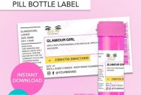 Diy Editable Pill Bottle Lash Label, Prescription Bottle Label, Sticker  Eyelash Labels, Digital And Print Options, Waterproof Labels in Pill Bottle Label Template