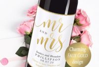 Diy Wedding Wine Labels Wine Bottle Label Faux Gold Design regarding Diy Wine Label Template