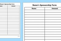 Editable Sponsorship Form Template (Teacher Made) in Blank Sponsorship Form Template