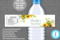 Editable Sunflower Baby Shower Water Bottle Label Template with Baby Shower Bottle Labels Template
