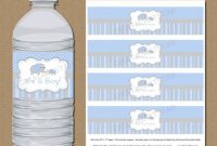Elephant Party Water Bottle Labels – Blue Grey – Editable Template –  Downloadable Water Labels Boy Baby Shower Party Decorations Printable with regard to Baby Shower Bottle Labels Template
