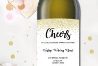 Free Editable Wine Label Wedding Cheers Gold Glitter in Free Wedding Wine Label Template