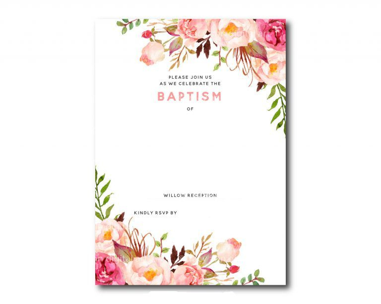 Free Printable Baptism Floral Invitation Template | Floral with regard to Blank Christening Invitation Templates