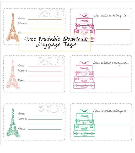 Free Printable - Luggage Tags | Luggage Tags Printable throughout Luggage Label Template Free Download