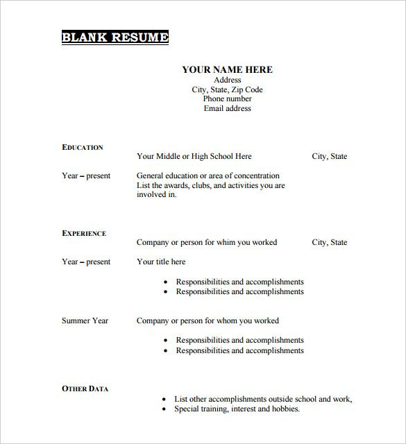 Free Resume Templates Blank | Downloadable Resume Template regarding Free Blank Cv Template Download