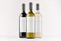 Green Wine Bottle With Blank White Label On White Wooden inside Blank Wine Label Template