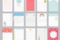 Kids Notebook Page Template Vector Cards, Notes, Stickers within Notebook Label Template