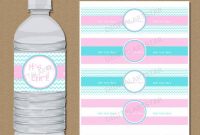 Pink And Aqua Baby Shower Water Bottle Label Template – Printable Girl Baby  Shower Water Labels – Editable Girl Birthday Party Decorations regarding Baby Shower Water Bottle Labels Template
