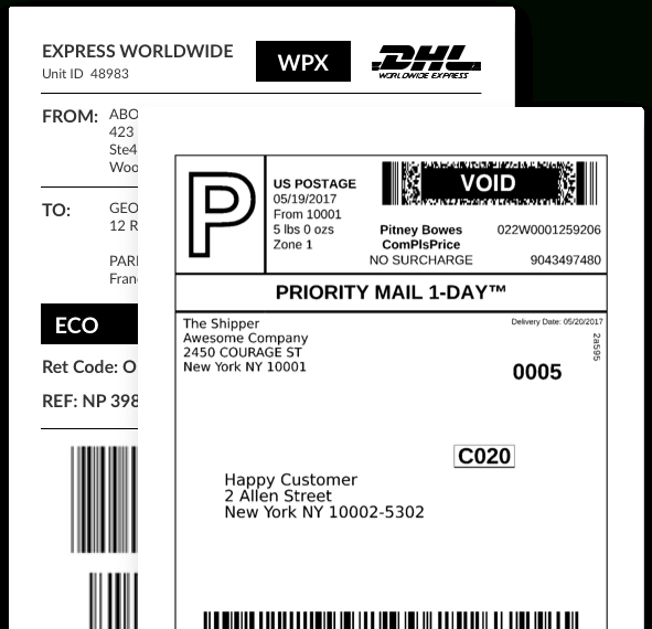 Postmen - Print Shipping Labels in International Shipping Label Template