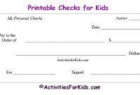 Printable Blank Checks, Check Register For Kids – Cheques intended for Customizable Blank Check Template