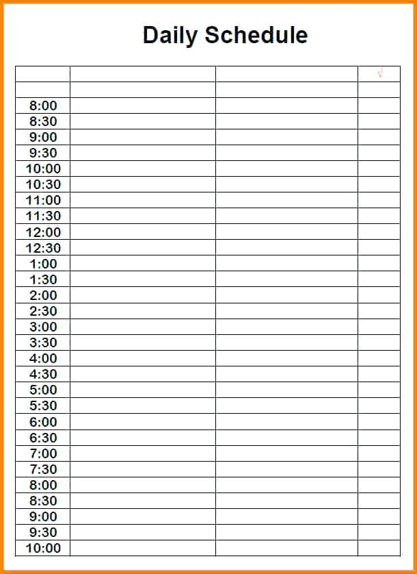 Printable Blank Daily Schedule Template (4 In 2020 | Daily with regard to Printable Blank Daily Schedule Template