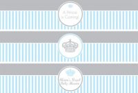 Printable Little Prince Baby Shower In Blue And Grey- Water in Free Water Bottle Labels For Baby Shower Template