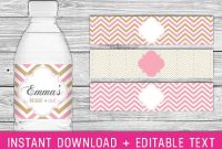 Printable Water Bottle Labels – Pink & Gold (Pink And Gold inside Free Water Bottle Labels For Baby Shower Template