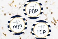 Ready To Pop Labels Template, Ready To Pop Tags, Baby Shower Labels, Ready  To Pop Printable, Navy And Gold, Navy Stripes, Templett, B03 within Ready To Pop Labels Template