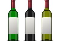 Set 3 Realistic Vector Bottles Of Wine With Blank Labels within Blank Wine Label Template