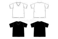 Set Of Blank V-Neck T-Shirt Design Template Hand Drawn with Blank V Neck T Shirt Template