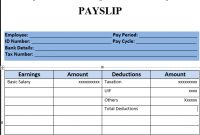 Simple Company Pay Slip Template Example With Blue Color with Blank Payslip Template
