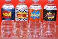 Superhero Water Bottle Labels Printablemagicpartydesigns with Superhero Water Bottle Labels Template