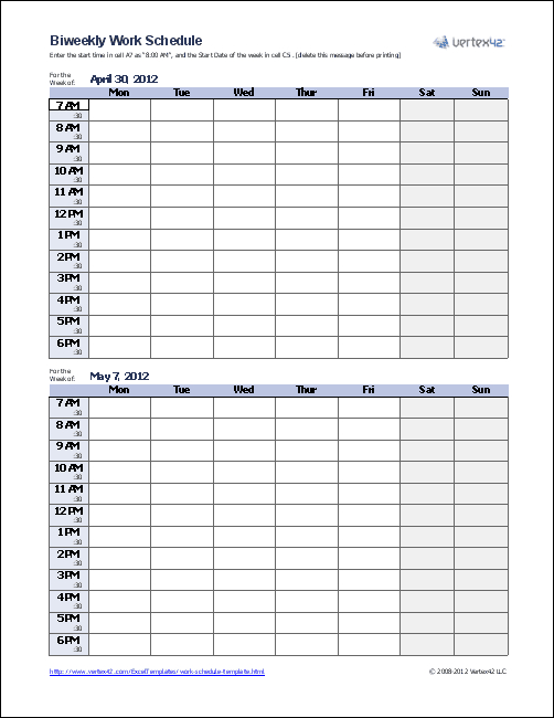 Work Schedule Template For Excel | Cleaning Schedule with Blank Monthly Work Schedule Template