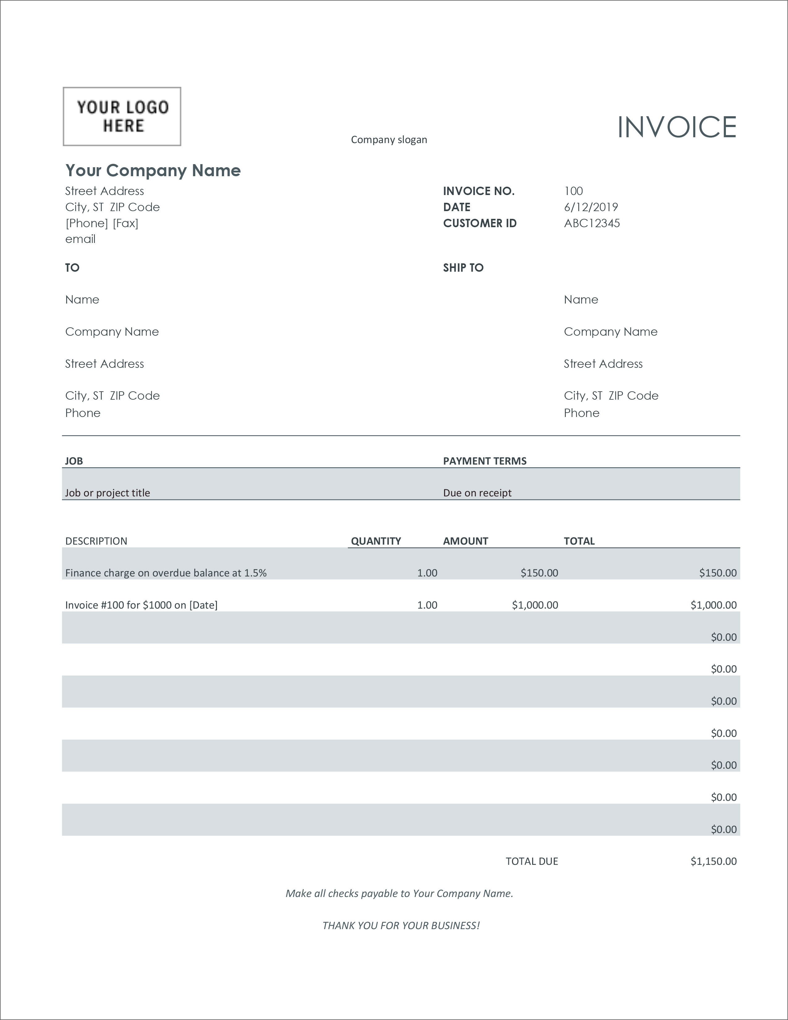 32 Free Invoice Templates In Microsoft Excel And Docx Formats in Interest Invoice Template
