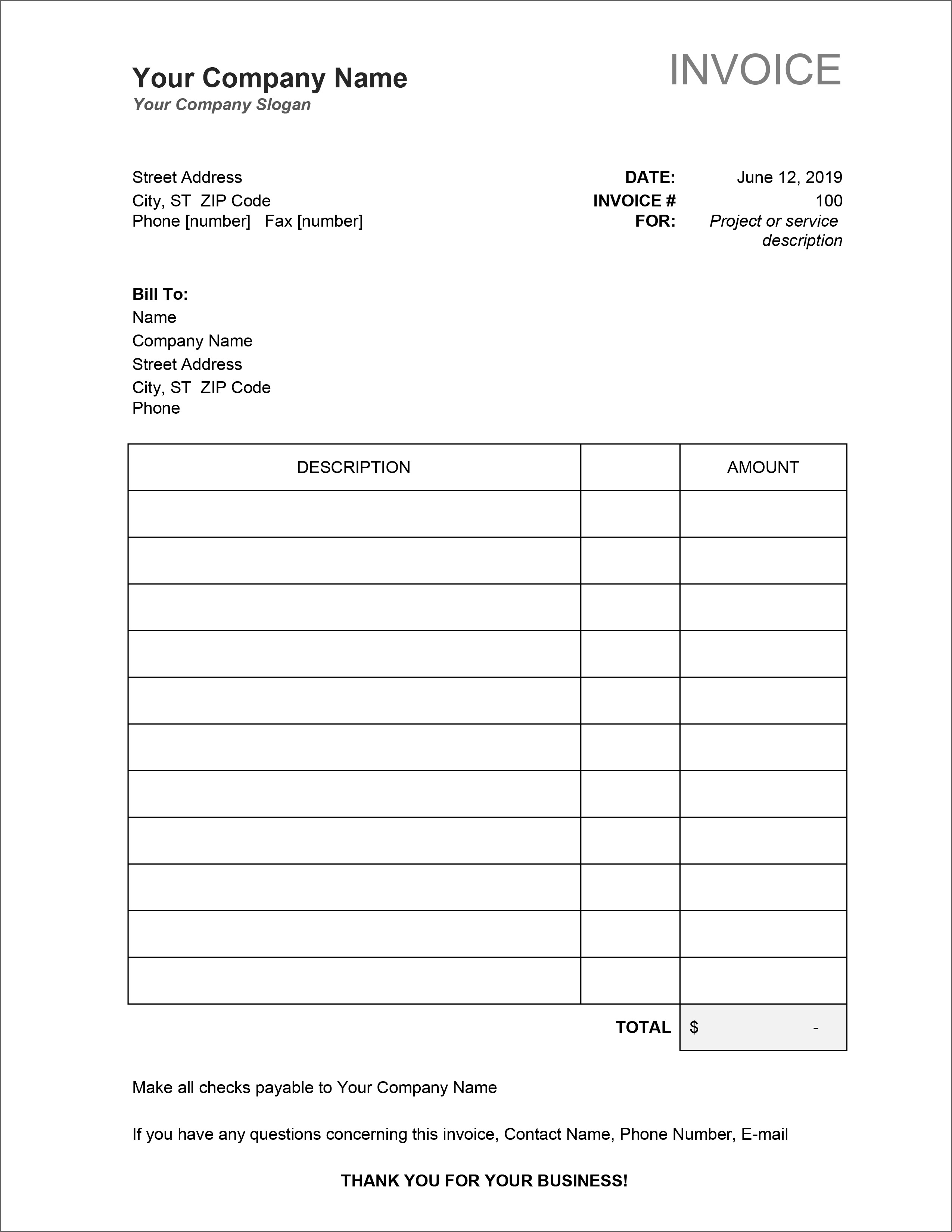 32 Free Invoice Templates In Microsoft Excel And Docx Formats regarding Free Business Invoice Template Downloads