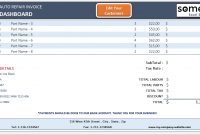 Auto Repair Invoice pertaining to Free Auto Repair Invoice Template Excel