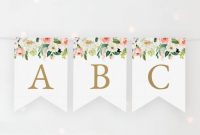 Baby Shower Banner Template, Printable Name Banner, Alphabet Banner,  Birthday Banner, Letter Banner, Bunting, Blush Pink, Floral, Kin-012 with regard to Baby Shower Banner Template