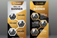 Creative Roll Up Banner Design Template In Gold And Black with regard to Pop Up Banner Design Template