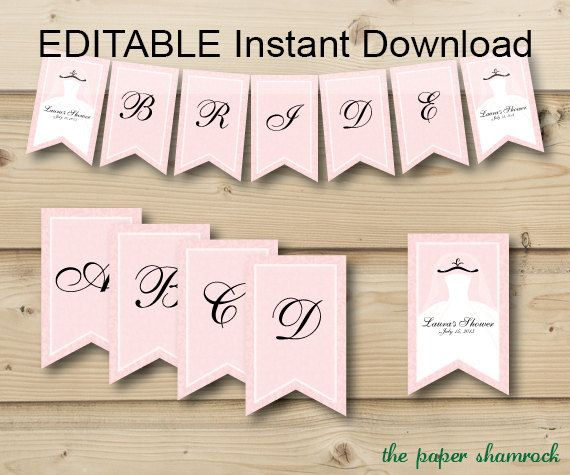 Editable Instant Download Printable Banner, Wedding Shower inside Bridal Shower Banner Template