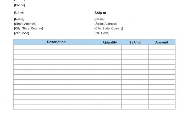 Free Blank Invoice Templates In Pdf, Word, &amp; Excel inside Maintenance Invoice Template Free