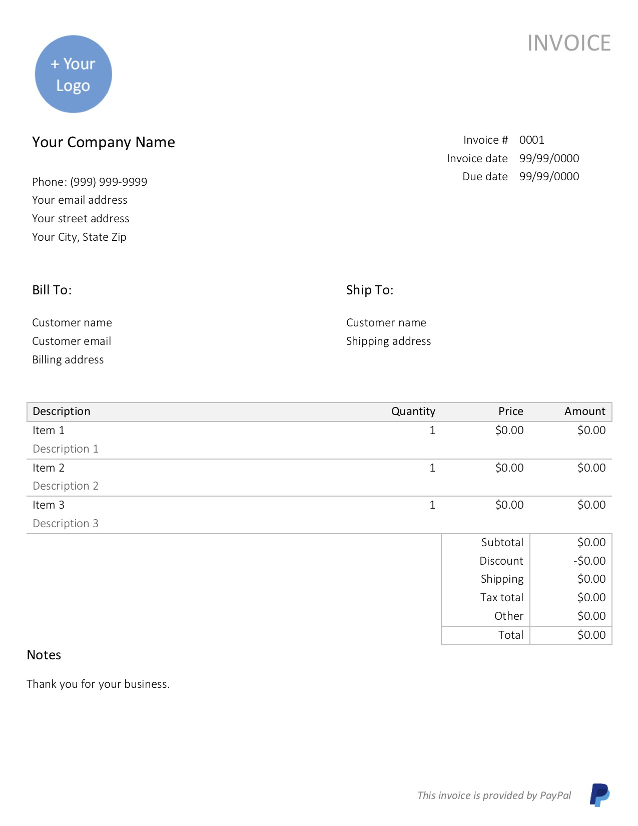 Free, Downloadable Sample Invoice Template | Paypal with regard to How To Write A Invoice Template