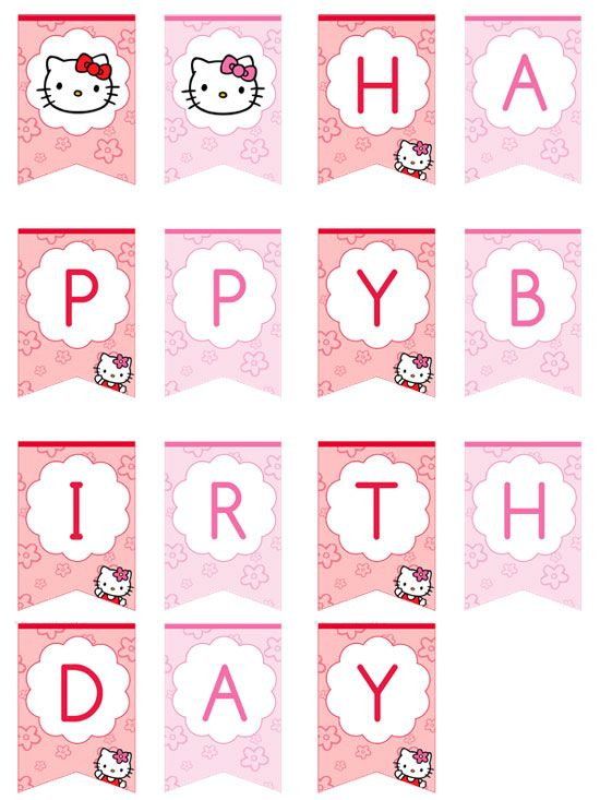 Hello Kitty Happy Birthday Banner - Printable Treats | Hello inside Hello Kitty Birthday Banner Template Free