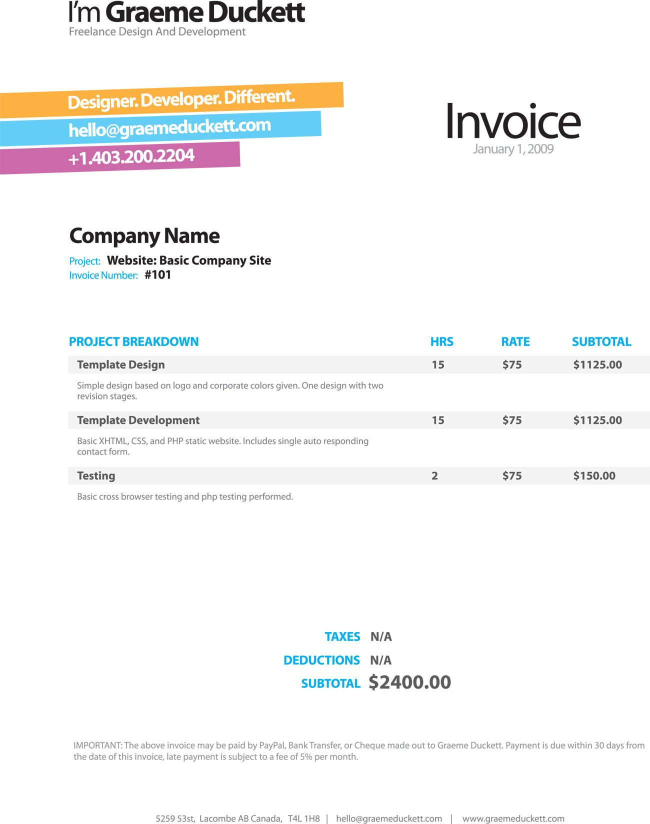 Invoice Like A Pro: Design Examples And Best Practices with regard to Web Design Invoice Template Word