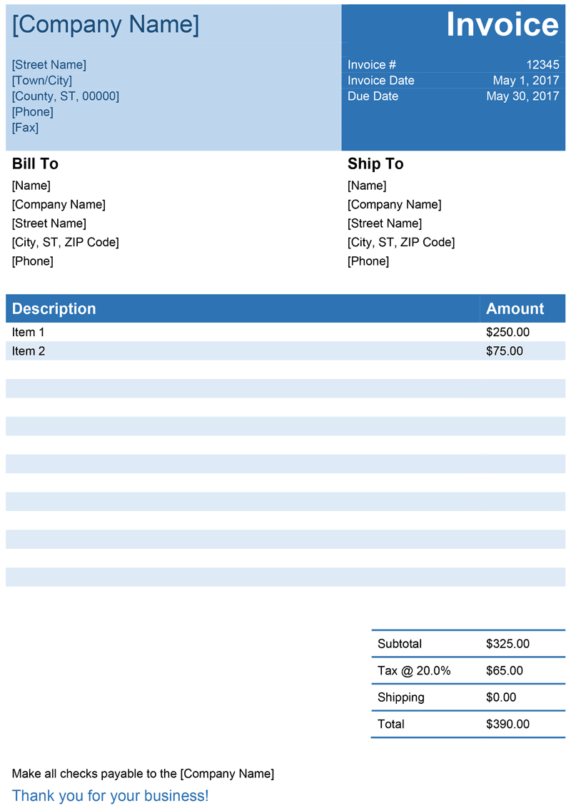 Invoice Template For Word - Free Simple Invoice for Microsoft Office Word Invoice Template