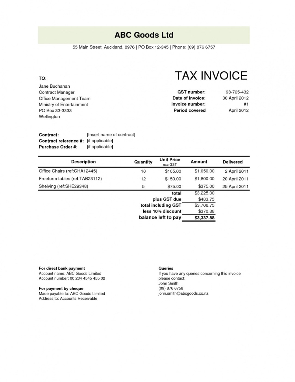 Invoice Template Nz Blank Invoice Template Tax Invoice intended for Invoice Template New Zealand