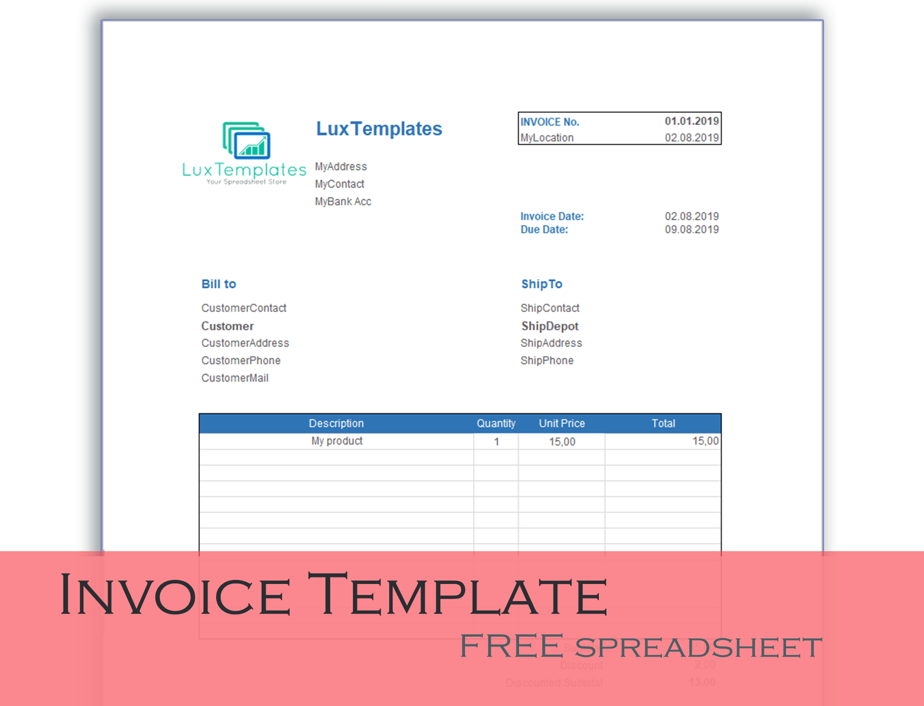Invoice Templates For Excel - Luxtemplates Modern Design for Xl Invoice Template
