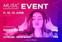 Music Event Banner Template With Photo | Free Vector pertaining to Event Banner Template
