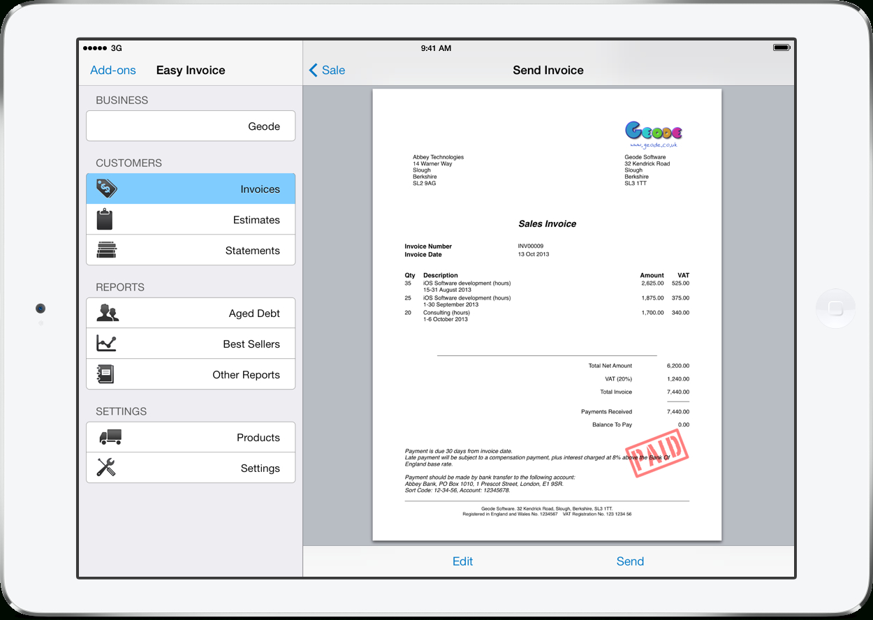 Pdf Invoicing For Ipad, Iphone And Mac | Easyinvoice with Ipad Invoice Template