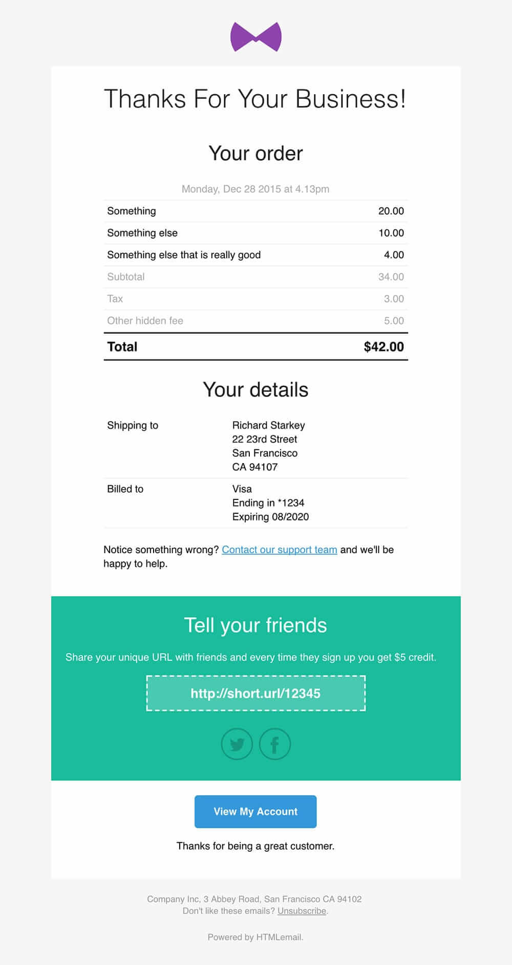 Responsive Receipt &amp; Invoice Email Template throughout Invoice Email Template Html