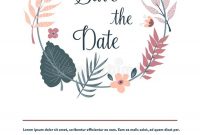 Save The Date Banner, Invitation With Foliage Stock Vector within Save The Date Banner Template