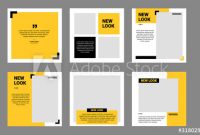 Set Of Editable Minimal Square Banner Template. Black And in College Banner Template