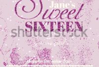 Sweet Sixteen Glitter Party Invitation Flyer Stock Vector in Sweet 16 Banner Template
