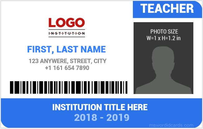 10 Best Ms Word Id Card Templates For Teachers/professors intended for Faculty Id Card Template