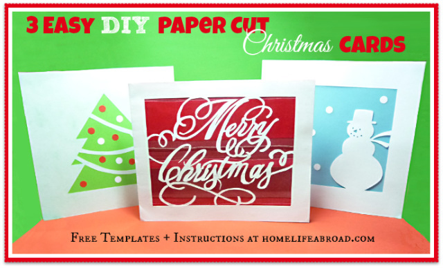 3 Easy Diy Paper Cut Christmas Cards | Home Life Abroad for Diy Christmas Card Templates
