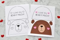 Adorable Bear Valentine Card For Kids | Easy Cut And regarding Valentine Card Template For Kids
