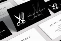 Black White Monogrammed – Hair Salon Hairstylist Business for Hairdresser Business Card Templates Free